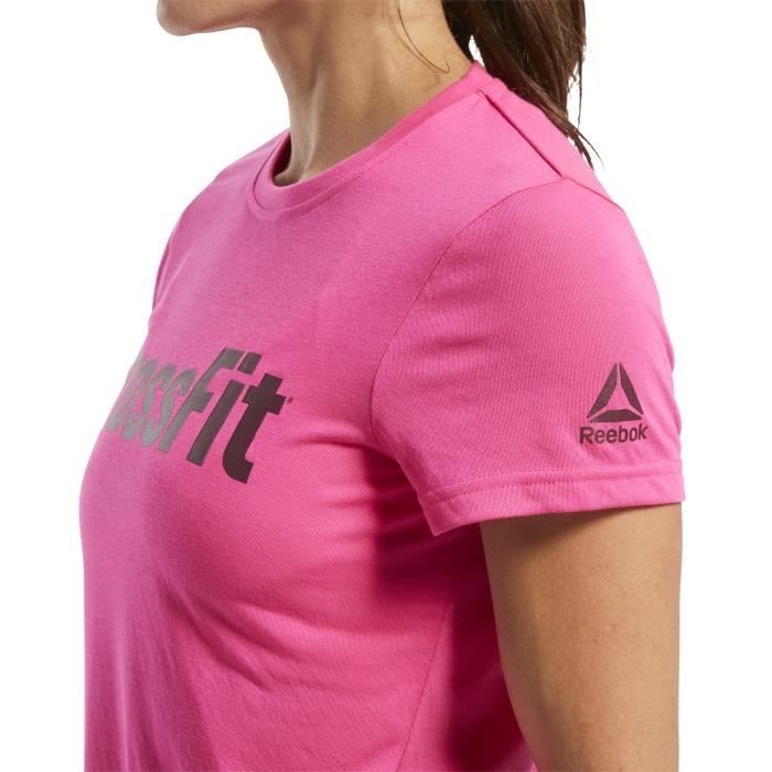Reebok t shirt femme rose shop