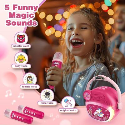 Machine de Karaoké Miniature pour Enfants, Enceinte Bluetooth Portable avec 2 Microphones sans Fil, Enceinte de Machine de Karaoké Miniature pour Enfants, Enceinte Bluetooth Portable avec 2 Microphones sans Fil, Enceinte de