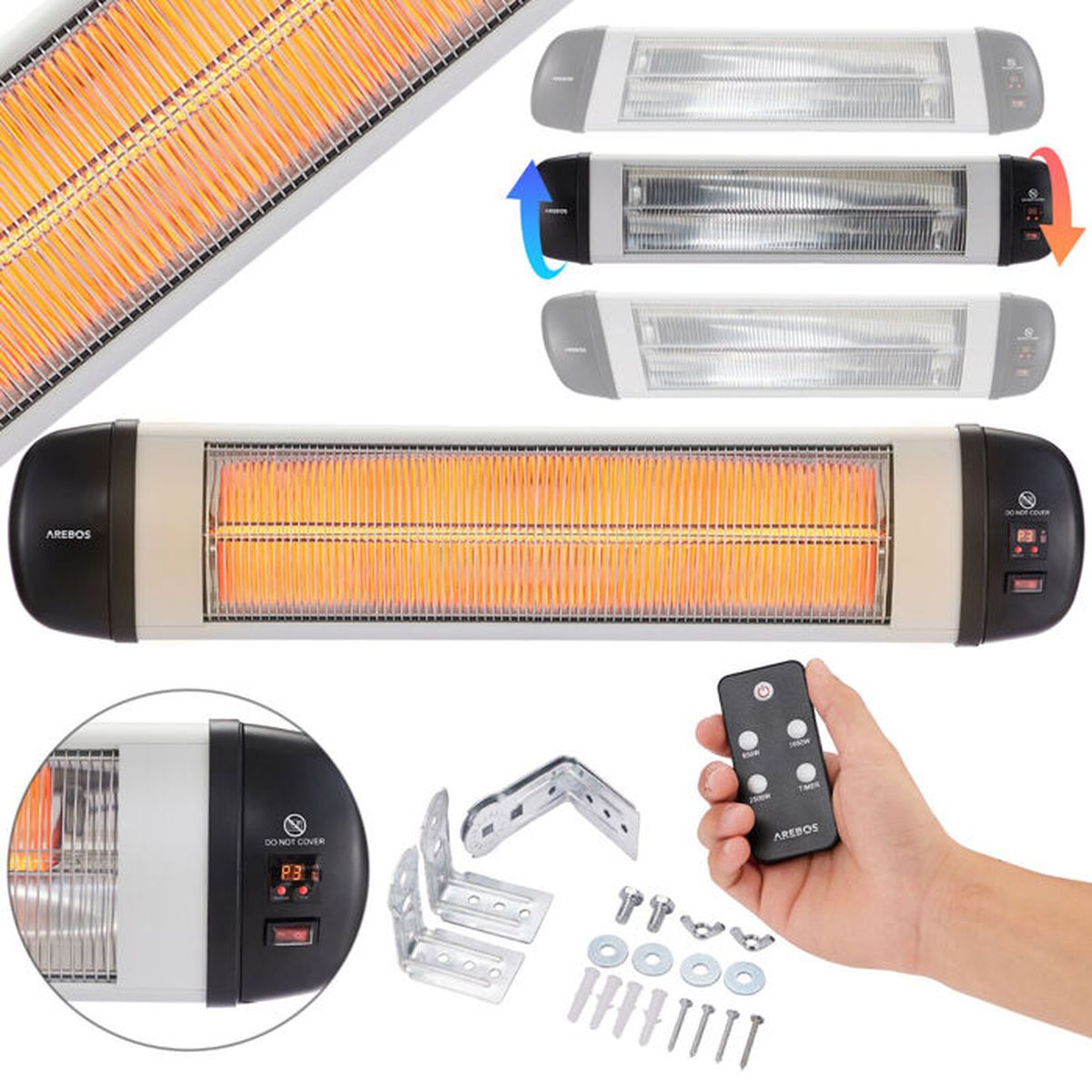 Arebos AREBOS Chauffage Radiant Infrarouge 2500 Watt Élictrique Intérieur Et Extérieur 