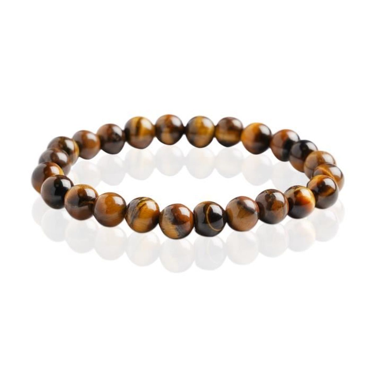 Bracelet En Pierre œil De Tigre 8mm Perles Jaune Or - Pierre Semi-naturelle - Neuf