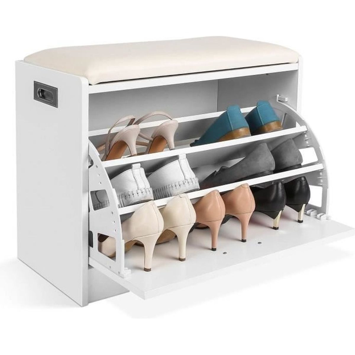Chaussures en Bois Armoire étagère de Rangement Banc placard armoire siège rembourré tiroir chêne