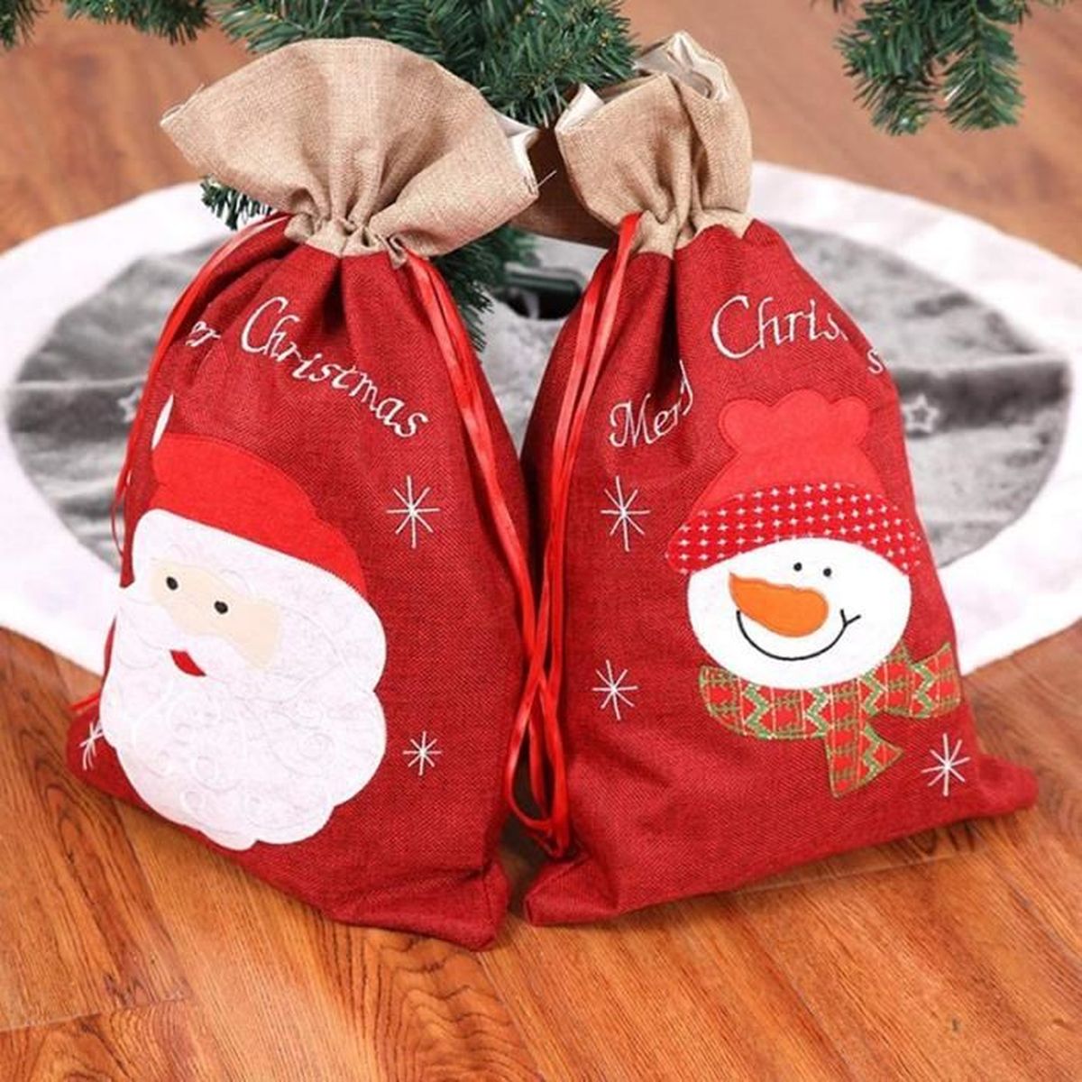 Petit Père Noël Assis Avec Sac à Dos En Toile Parachute – Vintage – Déco Noël