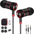 HOUSE OF HARLOW 1960 Écouteurs Haute Qualité Audio,écouteurs Intra-auriculaire Filaire,Ecouteur avec Micro et réduction du Bruit, Noir Rouge