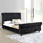MEUBLER DESIGN Lit Kapaldi Luxe Velours Noir Ou Tissu Beige - Noir - 140x190