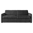 LOUNGITUDE Canapé convertible express 3 places AGATHE en velours côtelé - Matelas 13cm - Gris foncé - 160x190cm