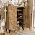 Meuble à chaussures moderne 80,5x35x109,5cm - OKWISH - Avec 5 compartiments, étagères réglables - Couleur de bois