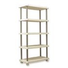 Etagère de rangement - PLASTIKEN - 5 plateaux - Résine - 30kg/plateau - H 184 x L 88 x P 44cm - Beige et taupe