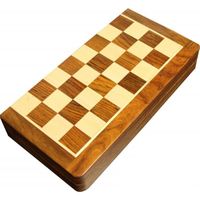 Jeu d'échecs pliant magnétique marqueté (30 cm) - Coffret Bois Patiné