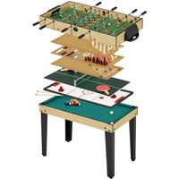 Table de jeux 10 en 1 - KANGUI - Baby Foot - Billard - Ping Pong - Hockey - Bowling - Cartes - Structure Bois