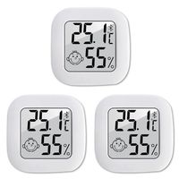 3PCS Mini LCD Thermomètre Hygromètre Digital, Thermomètre Hygrometre Intérieur à Haute Précision,Moniteur Température et Humidimètre