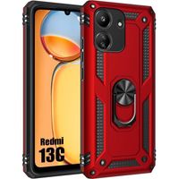 Coque pour Xiaomi Redmi 13C, Protection Rigide Ultra Résistante avec Support - Rouge