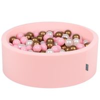 Piscine à balles pour bébé KiddyMoon 90x30cm-200, fabriquée en UE, rose poudré-perle-or