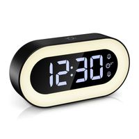 Réveil Numérique, Alarm Réveil LED avec Veilleuse, ​Snooze, Luminosité réglable, ave mode jour de travail (Noir)