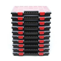 Lot de 10 boîtes de rangement avec couvercle et compartiments rouges amovibles, grandes 39,9 x 30,3 x 5 cm