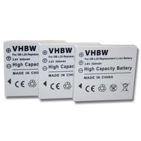 3x vhbw batterie SET adaptée pour caméra SANYO Xacti: VPC-CA6 ACTIVE, VPC-CA9, VPC-CA8 comme DB-L20 / DB-L20A / DB-L20AEX.