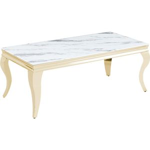 TABLE BASSE Table basse BAROQUE Gold verre effet Marbre Blanc 