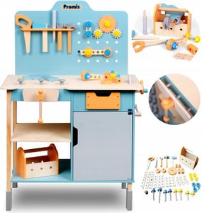 Établi Enfant- Grand Atelier Bois avec Outils XXL- Mamabrum- kit 74 éléments, Table