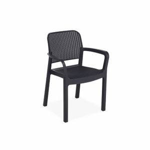FAUTEUIL JARDIN  6 fauteuils de jardin en résine plastique imitation rotin - Graphite - Samanna