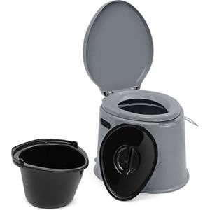 WC - TOILETTES WC Portable de Camping - GOPLUS - Capacité de 5L - Charge 200KG - Toilette Sèche avec Couvercle - Seau Amovible - Gris