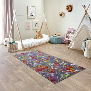 TAPIS Tapis de Jeu Enfant 95x200cm, Big City - Tapis Circuit Voiture - Lavable - Antidérapant - Carpet Studio