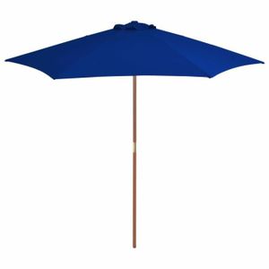 PARASOL Parasol d'extérieur - Bois - Bleu 270 cm - Anti-UV et anti-décoloration