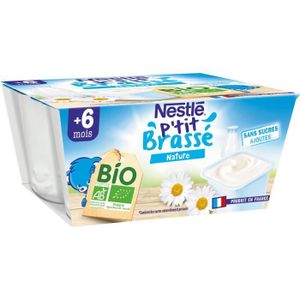 Desserts bébé 4/6+ mois, nature sucré NESTLE P'TIT BRASSE : les 6 pots de  60 g à Prix Carrefour