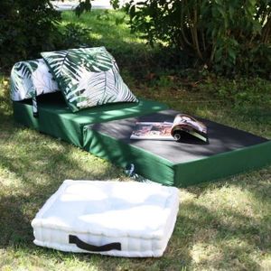 HIBA Chauffeuse 1 place Paradise - Tissu Vert - Style ethnique - L 58 cm