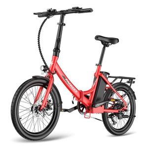 VÉLO ASSISTANCE ÉLEC Vélo électrique pliable Fafrees F20 Light 20 pouces Autonomie 65km Shimano 7 vitesses Batterie 36V14.5Ah rouge