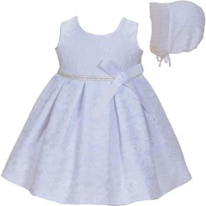 ROBE DE CÉRÉMONIE Cinda Bébé filles dentelle de baptême robe de soirée avec bonnet Blanc 12-18 Mois