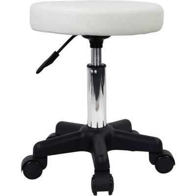 Tabouret Rond à Roulettes Réglable En Hauteur – Siège Pivotant 43,5-59 Cm, Coussin Épais Confortable Marron Pour Salon, Massage, Cuisine, Bureau