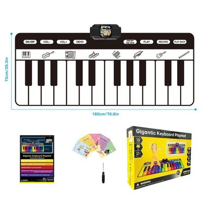 SUNLIN Tapis De Piano Géant 1,8 M – 24 Touches, 10 Chansons, 8 Sons D'instruments, Jouet Musical Pour Enfants Dès 3 Ans