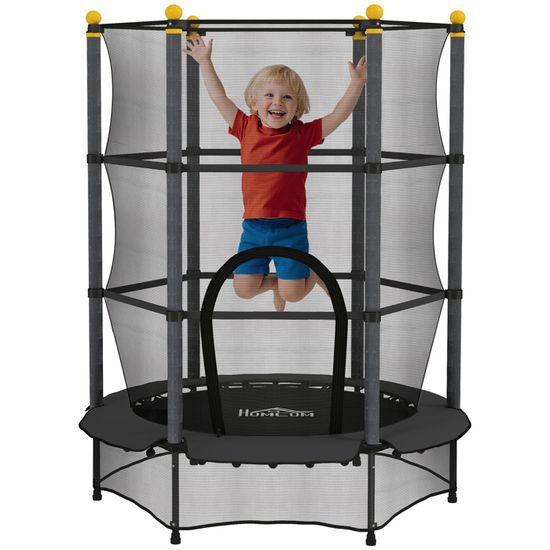 HOMCOM Trampoline 160 Cm Avec Filet De Sécurité – Pour Enfants 3-10 Ans – Cadre Acier, Poteaux Rembourrés, Poids Max 60 Kg – Bleu