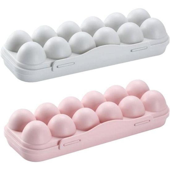 JUNGEN 2Pcs Boîte spécifique à 2 oeufs Protège des chocs Etanche Boites De Rangement Contenants Alimentaires en Plastique Coffret pour Réfrigérateur Alimentaire de Cuisine avec Couvercle