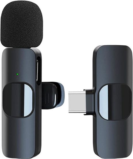 Micro Cravate Sans Fil 2 Mic USB-C Pour Smartphone - Mini Micro Lavalier Android Pour Vlog, TikTok, Interview, YouTube