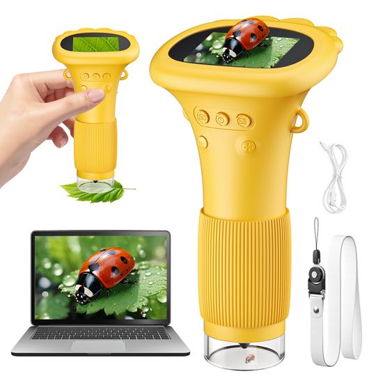 Microscope Numérique Enfants 1000x Écran 3" IPS – Jouet Éducatif Rechargeable LED, Cadeau 3-12 Ans