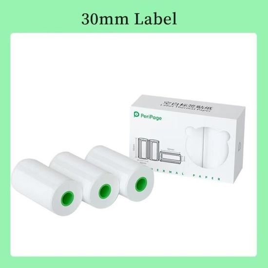 Papp'n'Roll Papier Thermique Autocollant 57x30 Mm Pour PeriPage A6 - Paperang P1 - Sans BPA Ni BPS - 10 Ans D'Archivage
