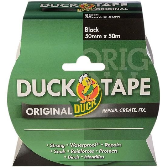 Duck Tape Original Ruban Adhésif Noir 50mm X 25m - Haute Résistance Et Imperméable