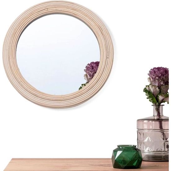 Set De 2 Miroirs Ronds En Bois Doré 40x40x1.5cm