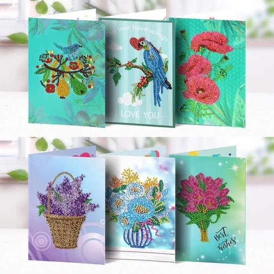Kit 6 Cartes De Noël Diamond Painting DIY - Broderie Paillettes Avec Enveloppes - Activité Créative, Cadeau Fait Main - 4