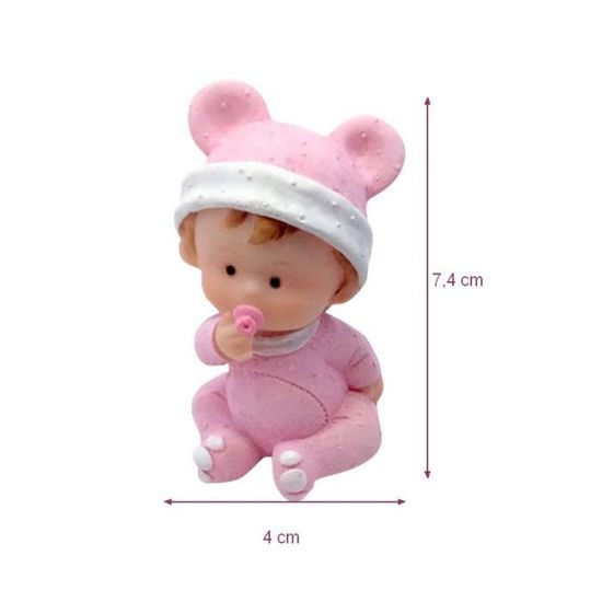 Bébé Fillette en pyjama avec Tétine rose, 7,4 x 4cm, petite