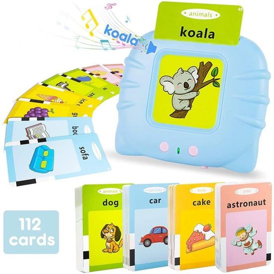 Cartes flash parlantes Jouets d'apprentissage, Machine de lecture  Montessori préscolaires Cadeau pour enfants de 1 à 6 ans - BLEU