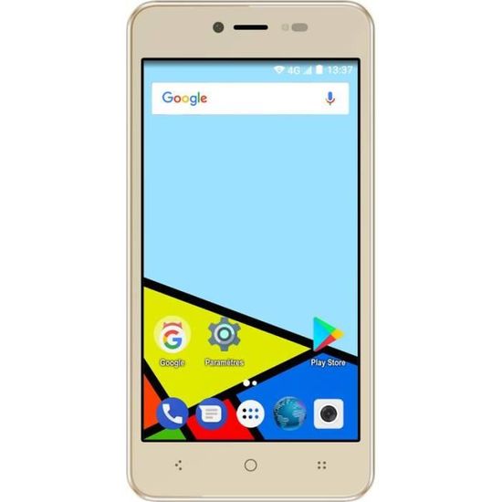 Konrow Easy Feel - Smartphone Android - 4G - Ecran 5'' - Double Sim - 16Go, 1Go RAM - Or - Tout Opérateurs Jaune