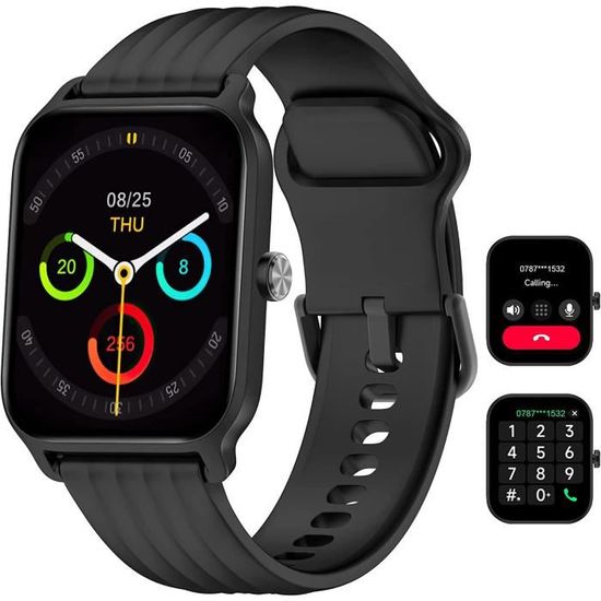 Montre Connectée IOWODO AMOLED 1.43'' – Appel Bluetooth, 100 Sports, Bracelets Interchangeables, Santé & Fitness – Noir