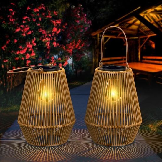 Lanterne Solaire Extérieur KagoLing - 2 Lumières Suspendues IP65, Métal, Décoration Jardin