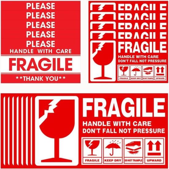 Étiquettes 'Fragile' Autocollantes – 20 Stickers Rouges Pour Cartons Et Colis, 9x5 Cm, Parfaites Pour L'expédition Et La Protection - 11