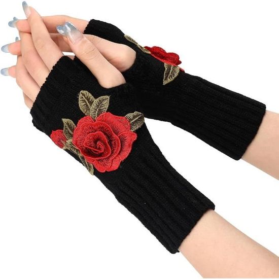 Gants d'hiver chauds en laine pour femmes, sans doigts