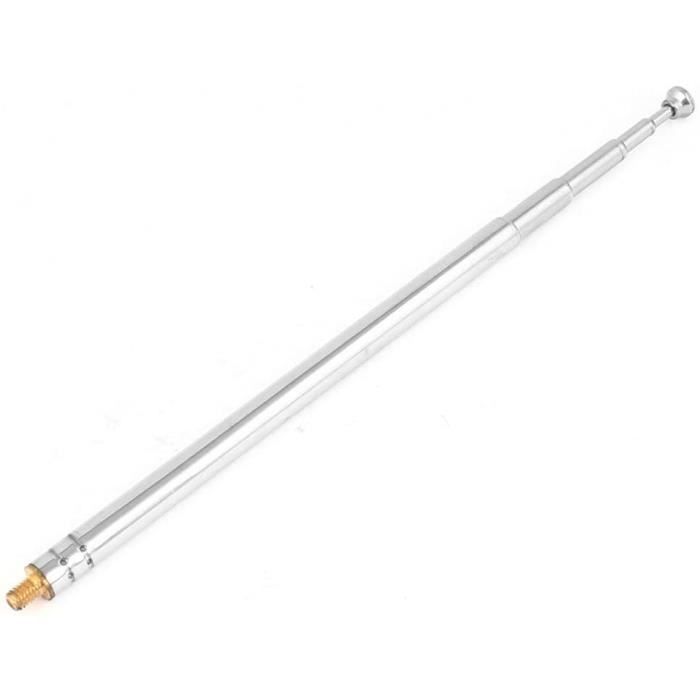 Antenne Télescopique Voiture 34.5cm - 5 Sections - Acier - Pour Radio, TV - Sourcing Map