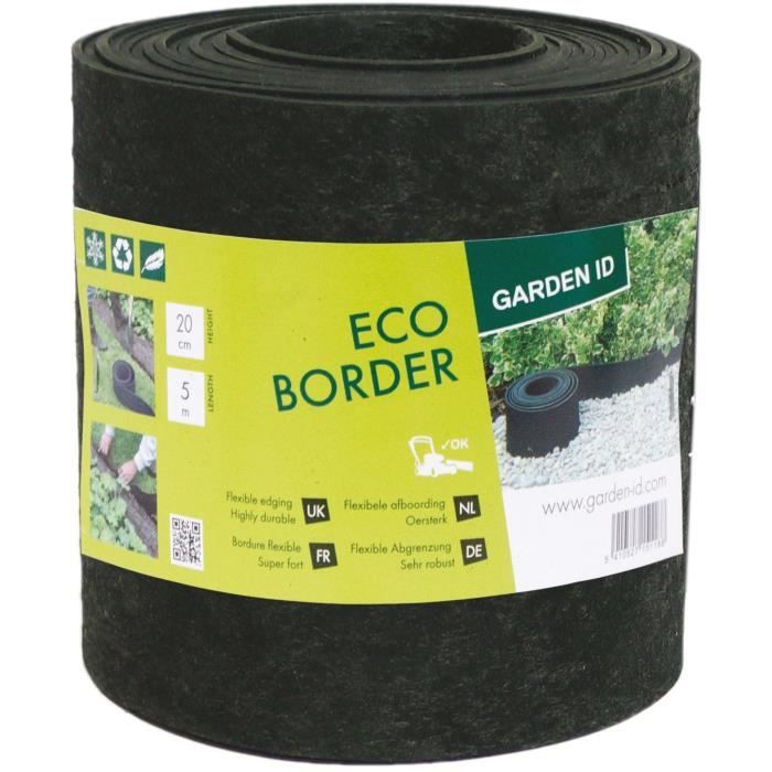 Bordure de jardin en caoutchouc recyclé - GARDEN ID Eco Border - 5 m H20 cm - Indestructible - Flexible pose droite ou courbée.