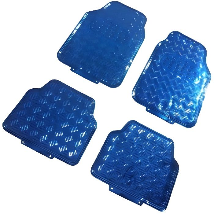 Tapis Auto - CAOUTCHOUC 2 avts+2 arrieres Tuning metal Bleu fonce Universel