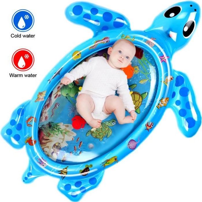 102*82CM Tapis d'eau Matelas sol gonflable jouet bébé éducatif en forme tortue BLEU